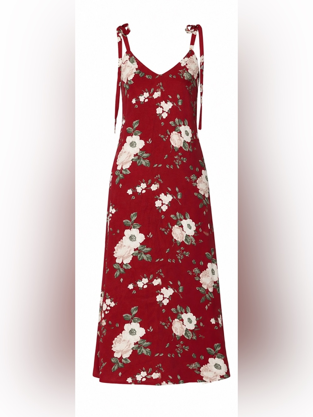 Reformation Jade Midi Dress in Red Justine Floral Size Large Sultry Low Back